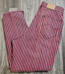 NOS 80s/90s Lee Red&Black Hickory Railroad Striped Women’s Jeans 32×27.5 VTG