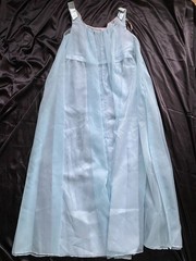 Vintage 1960s Baby Blue Empire Waist Cape Maxi Gown Mod Mad Men XS/S