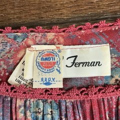 70s VTG Hal Ferman Floral Pleated Dress Belt ILGWU Union USA Made Size XS/S 28D7