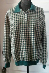 90’s ALFRED DUNNER Green Plaid LS Knit Button Chest Top Sweatshirt Blouse M