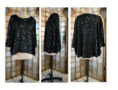 Vintage 1980s Donna Karan evening oversize top 30 inch long 32 inch flat.