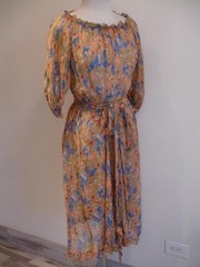 Women’s S M 4 Vtg 1970’s Albert Nipon Neusteter’s Dress Floral Print Sheer USA