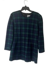 Lois Snyder Dani Max Vintage Blue And Green Plaid Long Sleeve Dress Size 12