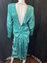 Beautiful Vintage Ashlee California Turquoise Size 8 Split Front Dress USA Made