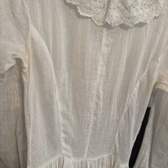 Antique Edwardian White Cotton Lace Victorian Lawn Dress XS