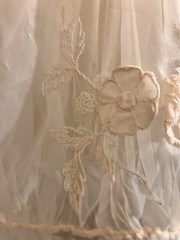 VTG 1940s, 50s Lingerie Peignoir Applique Flowers Sheer Fabric, Repair, Upcycle