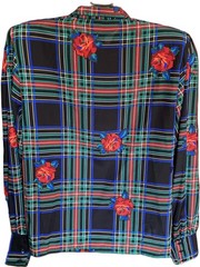 Vintage Nicola Blouse Womens 12 Maximalist Tartan Floral Bow Neck Top