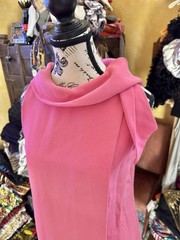 Vtg Bullock’s Wilshire Bubble Gum Barbie Dress Scarf High Neck Shift Mod 60s S
