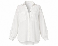 Topshop White Cotton Gauze Oversized Utility Button Front Shirt Womens US 10
