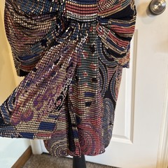 Vintage 80’s Janine Hand Painted Metallic Mosaic Print Cache Mini Dress Sz Small