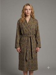 Vintage Viyella Wool Blend Housecoat Robe – Small 🇬🇧