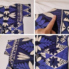 Pingo’s Maui Hawaiian MuuMuu Blue White Floral Wrap Tie Waist – See Measurements