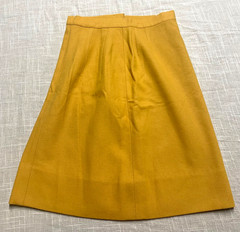 Vintage Skirt Suit Yellow Wool 60s Two Piece Set Handmade Retro Cropped Jacket