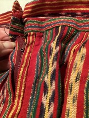 Vintage Bright Ethnic Woven Skirt Ecuador Cotton Material With Ruffle Maxi