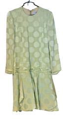 Vintage Original Sample CH by Carolina Herrera Mint Green Dot Drop Waist Dress S