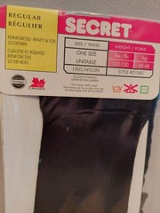 Vintage Pantyhose Brand New Secret Regular Color Black One Size B006D