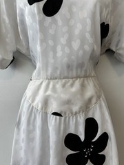 Vintage Lady Carol Of New York Dress Black White Flower 80s 70s Polyester