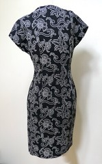 Vintage 70s 80s Ransom White Embroidery on Black Retro Wiggle Shirt Dress XS XXS