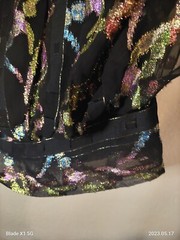 VTG USA Beautiful Multi Color Party Blouse Shiny Sheer Embroidery Size 11/12