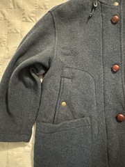 Vtg 90s LL Bean H421 Duffle Coat Wool USA Made Blue Wood Buttons Womans Large