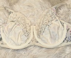 Vintage Vtg Vanity Fair 75-455 Cotton Lace Underwire Bra Floral Womens 40C Ivory