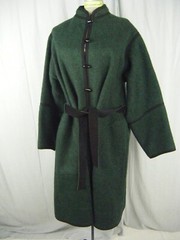 YVES SAINT LAURENT RIVE GAUCHE Vtg 90s Dk Green Blk Wool Belt Coat 40-Bust 46/L