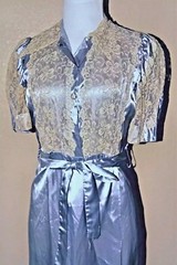 VTG Dressing Gown Silk & Lace House Robe Day Dress Lingerie