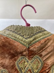 Vintage Hazara Vest Velvet W/Gold Metallic Embroidery India Hippie Boho Chic