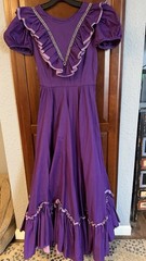 Vintage Partners Please Malco Modes Long Square Dance Dress Purple Ruffles