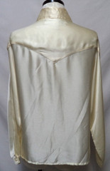 CHUAS Size Sz 14 Vintage Satin cream button down top blouse collared