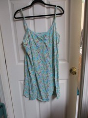 Y2K PINK K-Mart Tank Dress Cami Nightgown Cotton Blue & Pastel Floral – XL