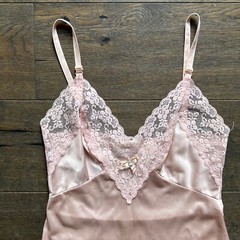 Vintage Sliperfection Womens 34 Pink Nylon Tricot/Lace Full Slip Antron III