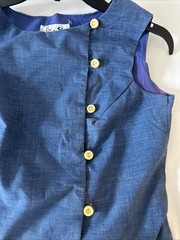 Vintage 1960 St. Roque Chambray Button Up Drop Waist Mini Shift Dress Size-S