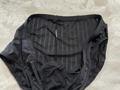 Vtg WARNER’S Unmentionables 01677 Polyester Striped 9/2XL Black Brief Panties