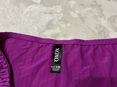 Vtg XOXO 5175-49 Silky Polyester Ribbon Hi-Leg Fuchsia Striped 9/2X Panties