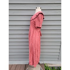 Vintage 90s Karin Stevens Dress Rose Pink Floral Damask Lace Collar Size 6