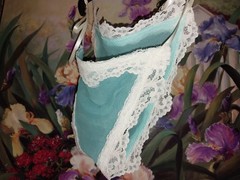 VTG Silky CHIFFON NYLON DBL 100% SKY BLUE OPAQUE SHEER STRING BIKINI PANTIES S