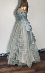 Vintage M/L Volump Cupcake Tiered Blue 1950s Prom Dress