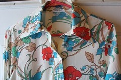 VTG 70’S ALFRED DUNNER POLYESTER DISCO FLORAL SHIRT BLOUSE DAGGER COLLAR TAG 8