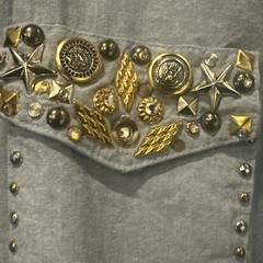 ST. MAARTEN Dallas TX USA VTG Ornate Sparkle Western Flair Denim Shirt L *READ