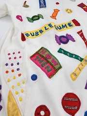 Vintage 90s Embroidered Beaded Candy Sweets Shirt Top sz M Cedars NOS Unique