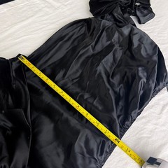 VTG Vamp Steppin’ Out 80s Black Taffeta Bow Ruffle Dress XS Whimsigoth Coquette