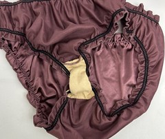 Glossy Butter Second Skin Satin Bikini Panties Sissy Wet Look Silky Ruffles M/L