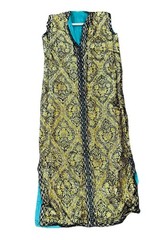 Vintage Hand Made 1950s Gold Green Rich Brocade Gown Large 14 Beautiful