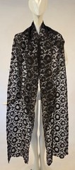 ANTIQUE VICTORIAN 19TH C LONG FLORAL SPANISH LACE STOLE FOR DRESS