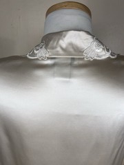 VTG 90’s Nilani Silk Blouse Embroidered Collar Buttons Petite 12 Ivory White