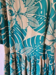 VTG 90s Rayon Drop Waist Green Tropical Palm Leaf Hawaiian Dress XL Midi Boho
