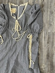 VTG 70s Gunne Sax Gingham Maxi Prairie Dress Juliet Sleeves Cottagecore
