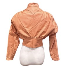 Vintage 1980s Chia Peach Ruched Crop Creamy Matte Leather Jacket Sz S