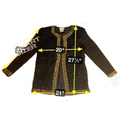 Stenay Vintage Black Silk Beaded Sequin Evening Jacket, Gold Trim, Woman’s Small